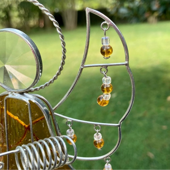 BED BATH and BEYOND Vintage Tealight Candle Stained Glass Angel Amber 7.5 inches - Picture 5 of 11